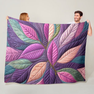 Couverture Polaire Design Feuille bleu pourpre courbé