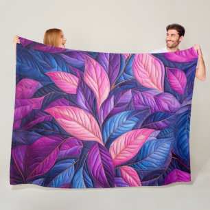 Couverture Polaire Design Feuille bleu pourpre courbé