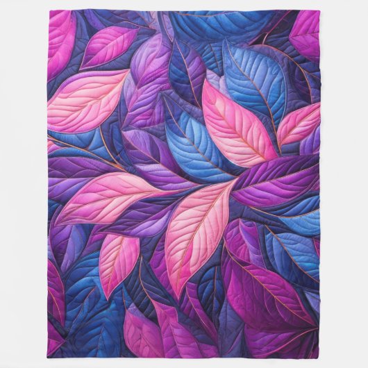 Couverture Polaire Design Feuille bleu pourpre courbé (Devant)