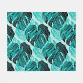 Couverture Polaire Design feuille de palmiers tropicaux vert. (Devant (Horizontal))