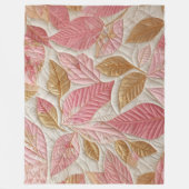 Couverture Polaire Design Feuille doré et rose (Devant)