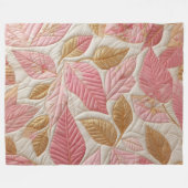 Couverture Polaire Design Feuille doré et rose (Devant (Horizontal))
