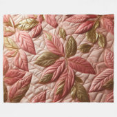 Couverture Polaire Design Feuille doré et rose (Devant (Horizontal))