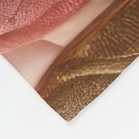 Couverture Polaire Design Feuille doré et rose (Coin)