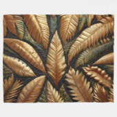 Couverture Polaire Design Feuille Tropical Or Quilé (Devant (Horizontal))