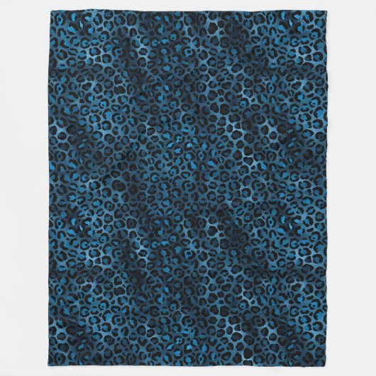 Couverture Polaire Design Leopard bleu et or série 3 (Devant)