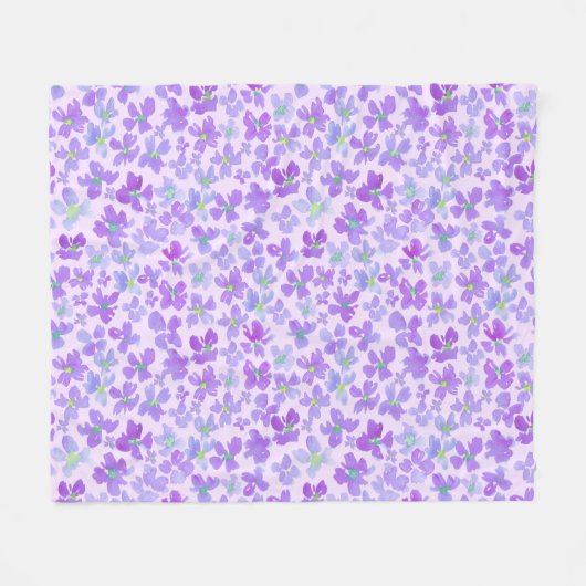 Couverture Polaire Design lilas de fleurs d'aquarelle violette (Devant (Horizontal))