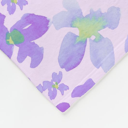 Couverture Polaire Design lilas de fleurs d'aquarelle violette (Coin)