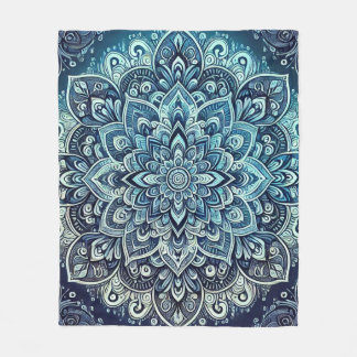 Couverture Polaire Design Mandala dégradé bleu