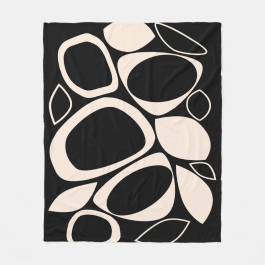 Couverture Polaire Design moderne Black Cream Abstrait Motif (Devant)