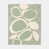 Couverture Polaire Design moderne Design Vert Sage Crème Motif Abstra (Devant)
