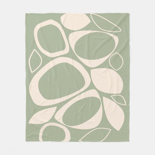 Couverture Polaire Design moderne Design Vert Sage Crème Motif Abstra (Devant)
