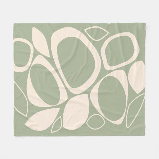 Couverture Polaire Design moderne Design Vert Sage Crème Motif Abstra (Devant (Horizontal))