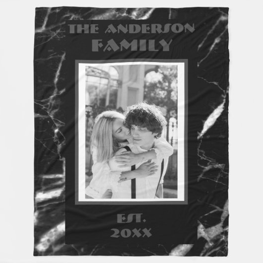 Couverture Polaire Design moderne Retro Photo noir Marbre blanc (Devant)