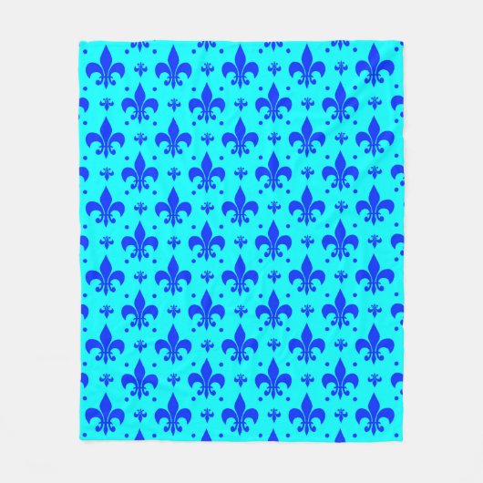 Couverture Polaire Design Motif Fleur de lis bleu (Devant)