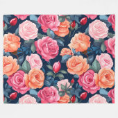 Couverture Polaire Design Motif Rose rouge rose orange (Devant (Horizontal))