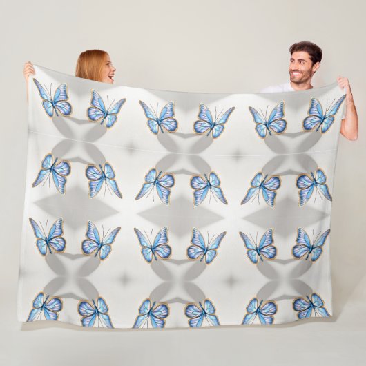 Couverture Polaire Design Papillon bleu de luxe (En situation)