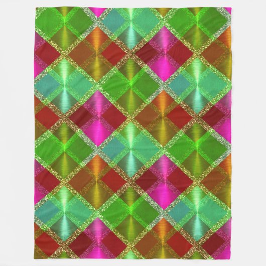 Couverture Polaire Design Plaid Parties scintillant rose vert orange (Devant)