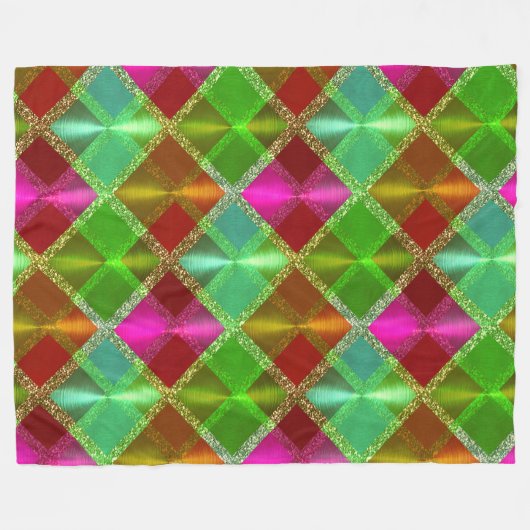 Couverture Polaire Design Plaid Parties scintillant rose vert orange (Devant (Horizontal))
