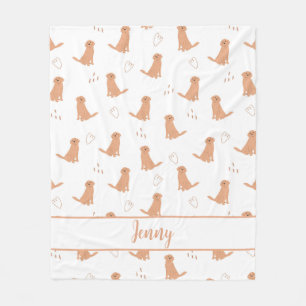 Couverture Polaire Design plat moderne Golden Retriever & coeurs Patt