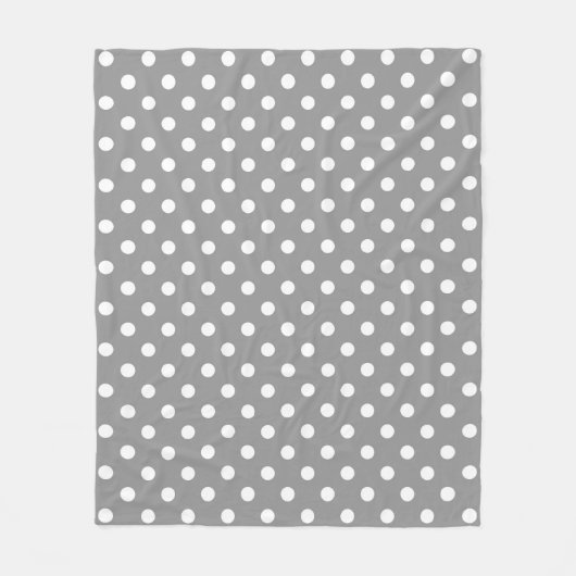 Couverture Polaire Design Pois blanc gris cendré (Devant)