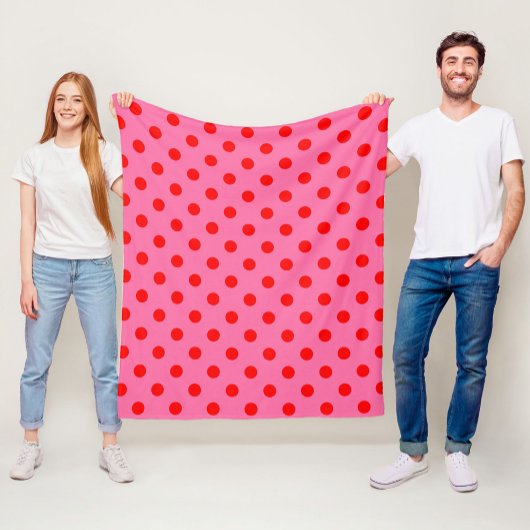 Couverture Polaire Design Pois rouge sur rose