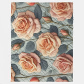 Couverture Polaire Design quadrillé de Roses de rose sur gris (Devant)
