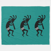 Couverture Polaire Design Sud-Ouest turquoise Et Noir Kokopelli (Devant (Horizontal))