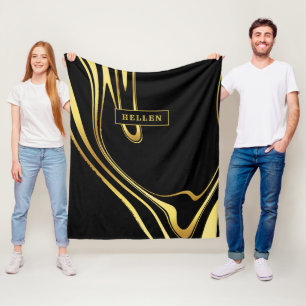 Couverture Polaire Design tourbillonnant en or noir et abstrait