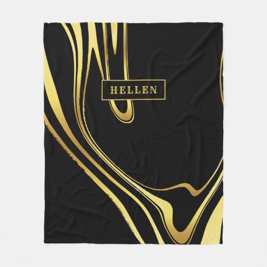 Couverture Polaire Design tourbillonnant en or noir et abstrait (Devant)