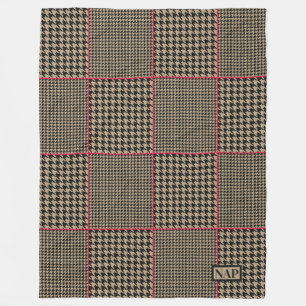 Couverture Polaire Designer Houndstooth Black Taupe Hot Pink Check