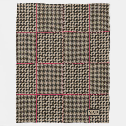 Couverture Polaire Designer Houndstooth Black Taupe Hot Pink Check (Devant)