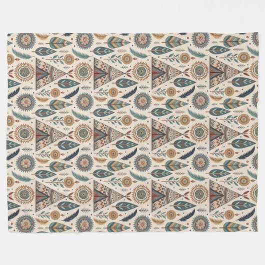 Couverture Polaire Designs géométriques traditionnels dynamiques ethn (Devant (Horizontal))