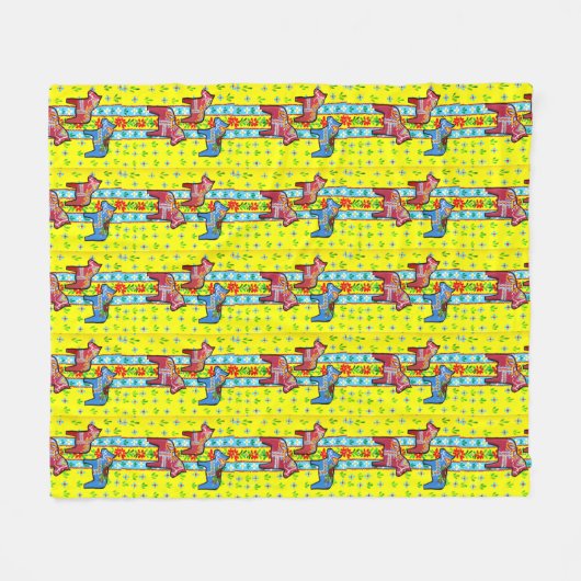 Couverture Polaire Designs suédois, Dala Horses (Devant (Horizontal))