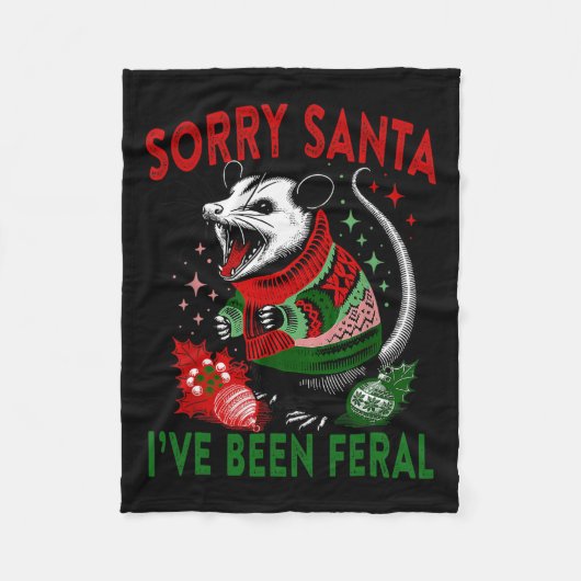Couverture Polaire Désolé Père Noël J'ai été Feral Funny Feral Opossu (Devant)