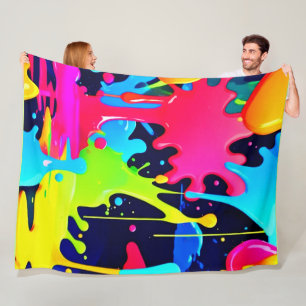 Couverture Polaire Désordre de gouttes d'éclaboussure de peinture néo