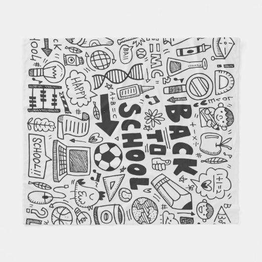 Couverture Polaire dessin à la main élément école doodé (Devant (Horizontal))