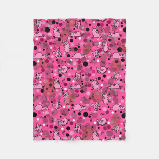 Couverture Polaire Dessin animé de cochon rose (Devant)