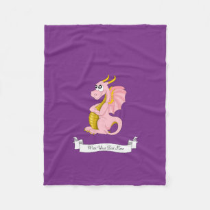 Couverture Polaire Dessin animé de dragon rose