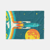 Couverture Polaire Dessin animé de fusée spatiale mignonne (Devant (Horizontal))