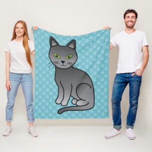 Couverture Polaire Dessin animé d'un beau chat bleu russe