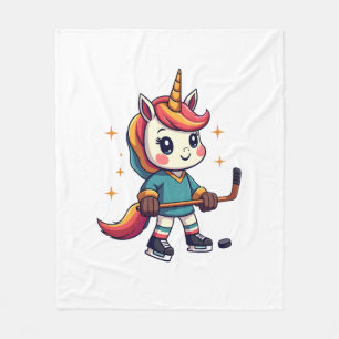 Couverture Polaire Dessin animé vintage licorne hockey mignon arc-en-