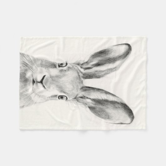 Couverture Polaire Dessin au crayon de lapin (Devant (Horizontal))