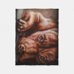 Couverture Polaire Dessin Brown de visage de pitbull de chien de