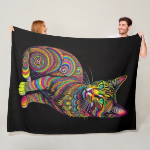 Couverture Polaire Dessin coloré Abstrait d'un chat