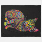 Couverture Polaire Dessin coloré Abstrait d'un chat (Devant (Horizontal))