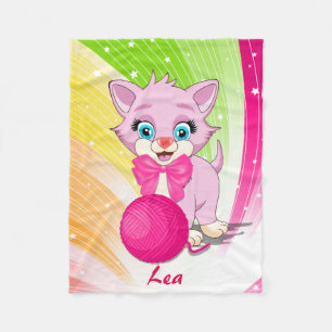 Couverture Polaire Dessin Cutie Pink Kitten