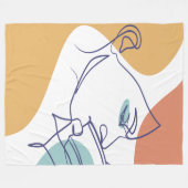 Couverture Polaire dessin d'art affiche d'une femme buvant du café (Devant (Horizontal))