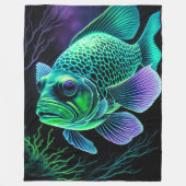 Couverture Polaire Dessin de chaloupe de poisson sur le noir (Devant)