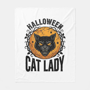 Couverture Polaire Dessin de chemise de chat noir vintage de dame de